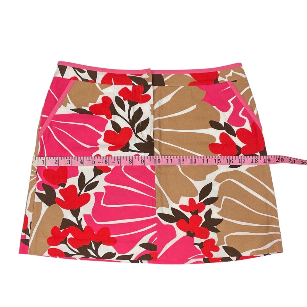 J. Crew Cotton Floral Print Canvas Mini Skirt in Pink White Tan & Red Size 6 - Picture 7 of 12